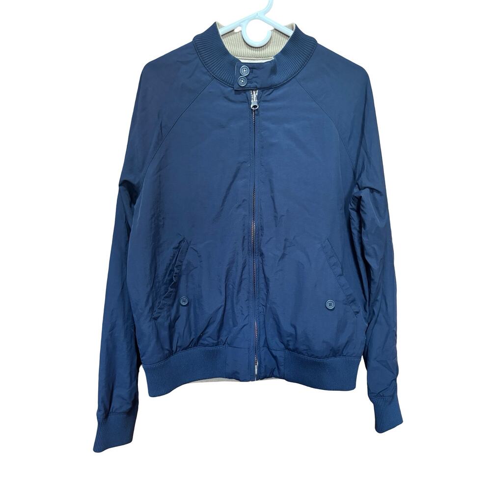 Men’s Blue Lightweight Bomber Jacket Zip Front Casual Layer Size M